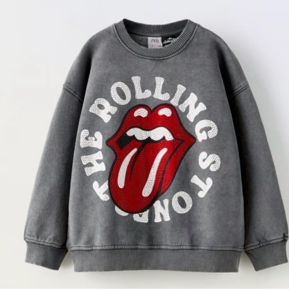 Zara Girls‎ Rolling Stones Rhinestone Graphic Sweatshirt Size 9/10